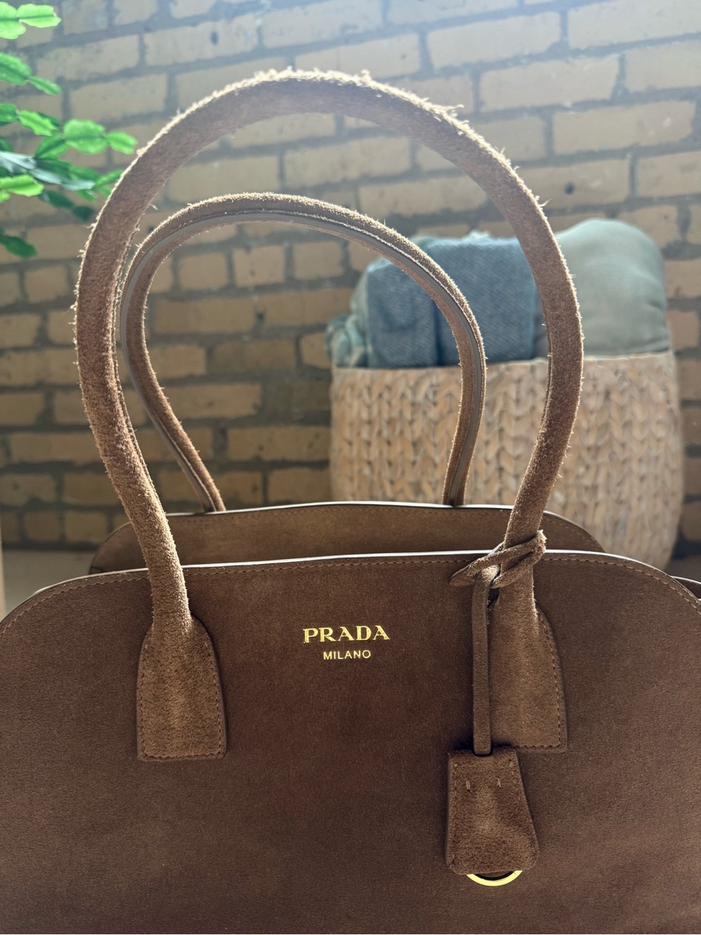 Prada Brown Suede Top-Handle Satchel| Dust Bag Included ✨ - Picture 3 of 11